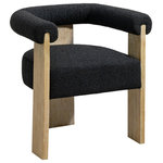 Meridian Furniture - Barrel Boucle Fabric Upholstered Dining Chair, Black, Natural Finish - Prepare to fall in love with the elegant design of this Barrel dining chair. Designed to inject instant modern oomph into your space, this chair features a solid wood frame for sturdy durability and is outfitted with rich black boucle fabric for a luxe finish. Pair this midcentury Barrel dining chair with a clear table to showcase its beauty from every angle and add a contemporary slant to your dining room group.
