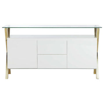 Gold Beverly Buffet, White
