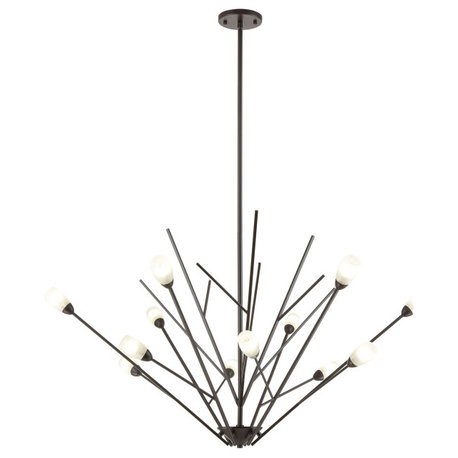 Ocotillo 12-Light Chandelier, Oil Rubbed Bronze With Frosted Glass