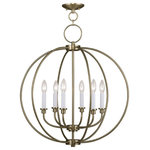Livex Lighting - Livex Lighting Milania - Six Light Chandelier, Antique Brass Finish - Canopy Included.  Canopy DiametMilania Six Light Ch Antique Brass *UL Approved: YES Energy Star Qualified: n/a ADA Certified: n/a  *Number of Lights: Lamp: 6-*Wattage:60w Candelabra Base bulb(s) *Bulb Included:No *Bulb Type:Candelabra Base *Finish Type:Antique Brass