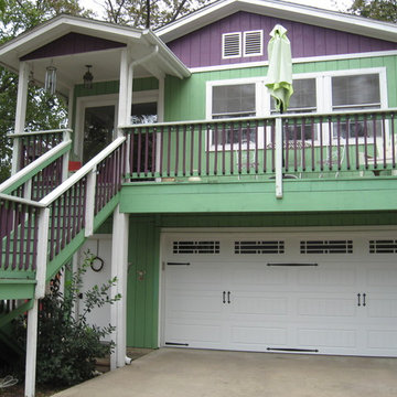 Carriage House Overhead Garage Door on Eclectic Austin Home