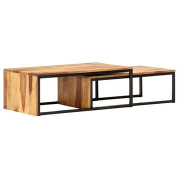 vidaXL Nesting Tables 2 Pcs Coffee Table Side End Table Solid Wood Sheesham