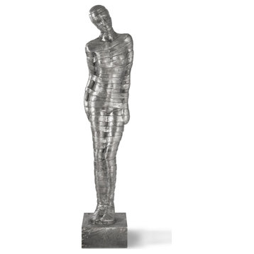 Ribboned Woman Leaning Left, Black/Silver, Aluminum