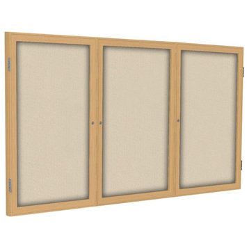 Ghent's Fabric 36" x 72" 3 Door Enclosed Bulletin Board in Beige
