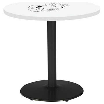 KFI 30" x 48" Pedestal Table with Whiteboard Top Black Rnd Base