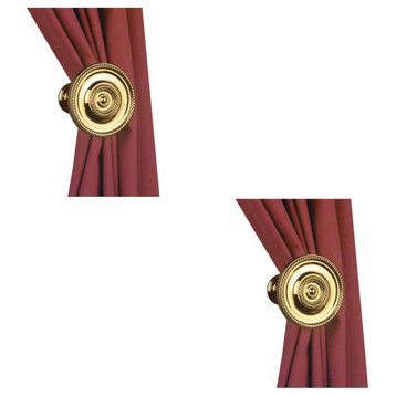 2 Solid Brass Curtain Tieback Holders RSF Finish 3-1/4" Dia.