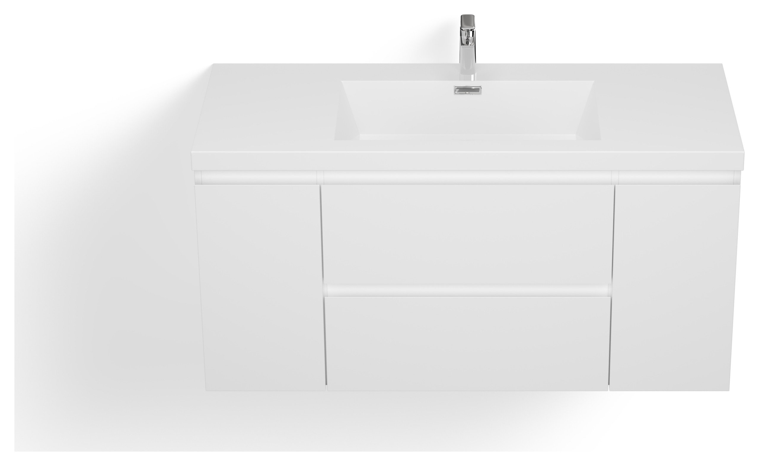 MOB Bath Vanity, High Gloss White, 48", Single Sink, Wall Mount