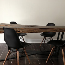 Reclaimed Live Edge Slab Elm Desk - Dining Tables