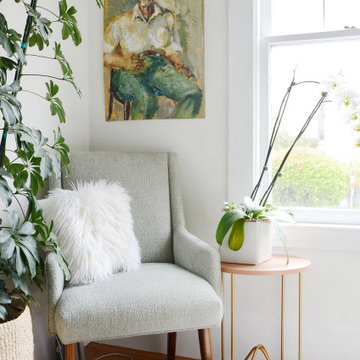 Monstera leaves wallpaper for Californian greenhouse apartment