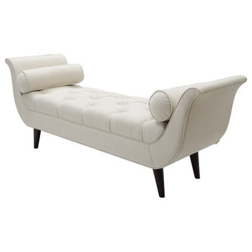 Alma Tufted Flared Arm Entryway Bench Cream Polyester