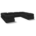 Meridian Furniture - Ames Boucle Fabric U-Shaped Modular Sectional, Black, 8-Piece: 4 Armless Chair, 4 Corner Chair - Introduce a touch of modern sophistication to your living area with the exquisite Ames Boucle Fabric Sectional. With plush black boucle fabric and unique design, it will elevate the visual appeal of your living space. This elegant and captivating sectional can be mixed and matched with other pieces from the collection to create an endless array of stunning looks. So, get ready to transform your living area into an inviting and stylish haven with the Ames Boucle Fabric Sectional.