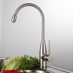 Contemporary Solid Brass Kitchen Tap - Nickel Brushed Finish T0726 - Kitchen Faucets