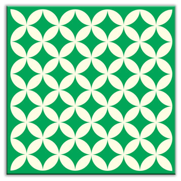 4.25"x4.25" Folksy Love Satin Decorative Tile, Needle Point Green