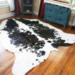 NEW TRICOLOR COWHIDE RUG COWSKIN COW HIDE LEATHER 6.6X7---766 - Home Decor