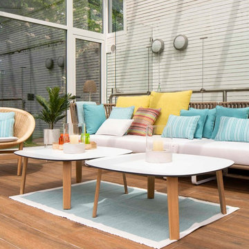Proyecto de diseño de terraza con pérgola de cristal