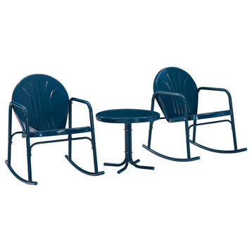 Griffith 3-Piece Outdoor Rocking Chair Set, Navy Gloss