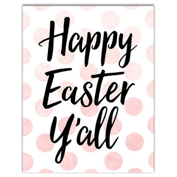 Pink Polka Dots Happy Easter Y'all 11x14 Canvas Wall Art