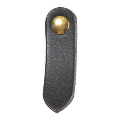 Walnut Studiolo - Leather Tab Pull, The St. Johns, Black, Brass - Cabinet And Drawer Handle Pulls