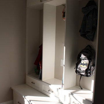 Great use of double lockers at rear entry mudroom
