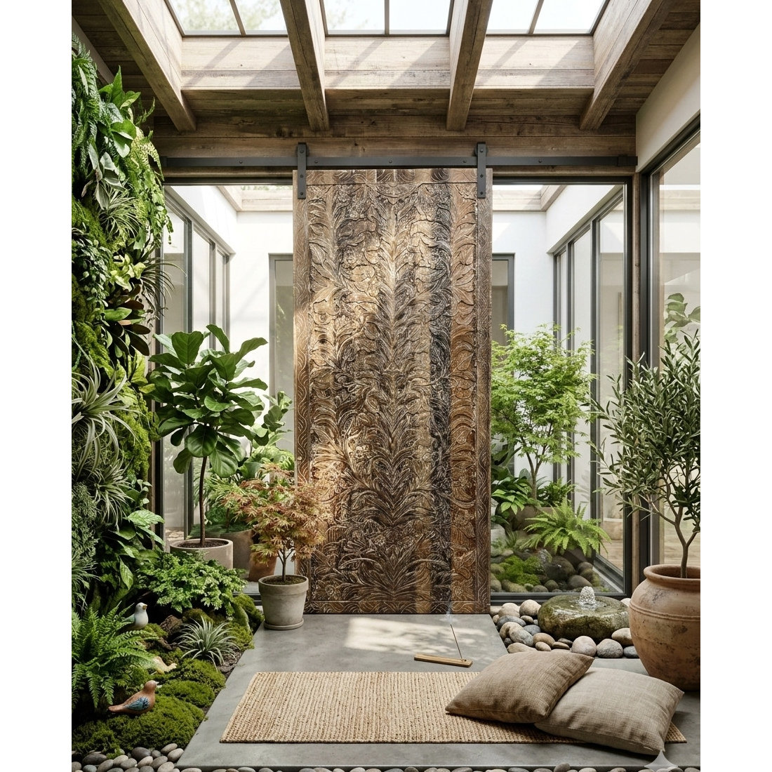 Mindful Decor with Rustic Carved Barndoors