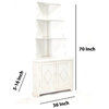 Benzara BM213524 Wooden Corner Bookcase with 3 Shelves and 1 Cabinet, White