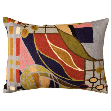 Lumbar Hundertwasser Pillow Cover Rectangle Biomorph II Rectangle Wool 14x20"