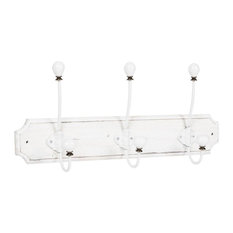 Antique Style Wooden Wall Coat Rack, White