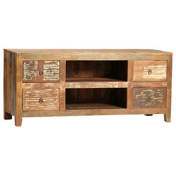 Beach Style Entertainment Centers And Tv Stands Nantucket TV Stand, Medium Brown