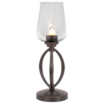 Marquise Accent Lamp In Dark Granite Finish With 5" Clear Bubble Glass