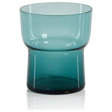 Serena 13 oz Double Old Fashioned Glasses, Set of 6- Teal Blue
