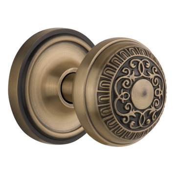 Antique Brass door knob oval egg Keyed entry privacy passage dummy deadbolt 6093 