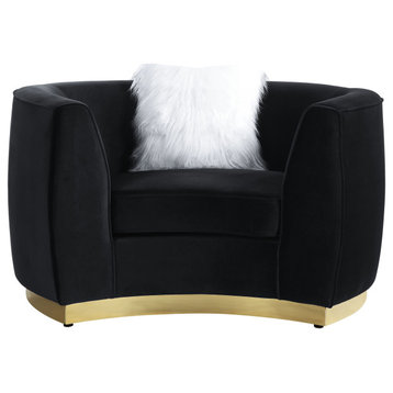 ACME Achelle Chair With pillow, Black Velvet