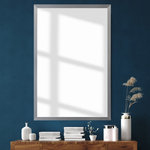 Frame My Mirror - Ellis Framed Wall Mirror, Satin Nickel, 28"x48" - The thinnest framed mirror we have. At 1 1/4" wide and 3/4" thick, the Ellis collection is perfect for those smaller mirrors or where a minimalistic approach comes in to play. In a white, black, espresso textured, satin nickel, silver, gold, or  brushed chrome finish, there is an option for everyone in the Ellis Framed Mirror collection.