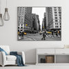 Black and White NYC Cityscape with Yellow Taxis Photography, 24"x36", Traditional Print