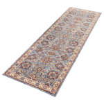 Nourison - Nourison Reseda 2'3"x7'6" Runner, Sky - This enticing old world floral design is undeniably enchanting when presented in beguiling shades of sky blue, cream and crimson. Created from a wonderfully enduring yet incredibly soft and shiny polyester blend for long wear and low maintenance, this Reseda area rug from Nourison is both a sensible and stupendous way to artfully accentuate any interior, great for high traffic areas.