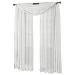 Royal Tradition - Abri Single Rod Pocket Sheer Curtain Panel, White, 50"x96" - Want your privacy but need sunlight? These crushed sheer panels can keep nosy neighbors from looking inside your rooms, while the sunlight shines through gracefully. Add an elusive touch of color to any room with these lovely panels and scarves. Sheers enhance the beauty of windows without covering them up, and dress up the windows without weighting them down. And this crushed sheer curtain in its many different colors brings full-length focus to your windows with an easy-on-the-eye color.