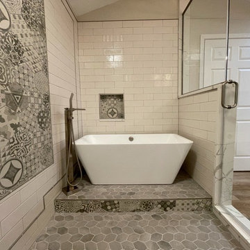 Modern Sanctuary: A Chic Bathroom with a Standalone Tub-Shower Combo
