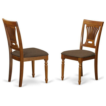 East West Furniture Plainville 37" Fabric Dining Chairs in Brown (Set of 2)