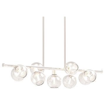 Ocean Drive 9 Light Linear Pendant in Satin Nickel-Graphite with Clear Glass