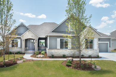 Transitional exterior home idea in Wichita