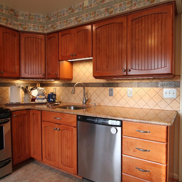 Rustic Maple Kitchen with Custom Made Cabinet Doors and Granite Counters