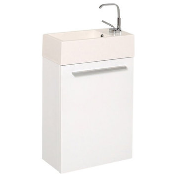 Fresca Pulito 16" Wood and Acrylic Bathroom Vanity with Integrated Sink in White