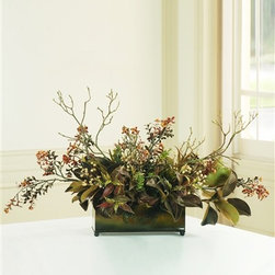 Berry and Magnolia Planter - Artificial Flowers Plants And Trees