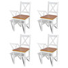 vidaXL Dining Chairs 4 Pcs Accent Chair with Curved Slat Back White Pinewood