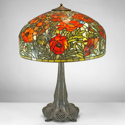 The Secret Garden (TSG 1895 USA) - 22-inch Parade of Poppies Gemstone Tiffany-Style Table Lamp - Table Lamps