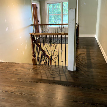 GREAT RIVER: WIDE PLANK HEART PINE REFINISHED W/ CUSTOM STAIN & BONA TRAFFIC HD