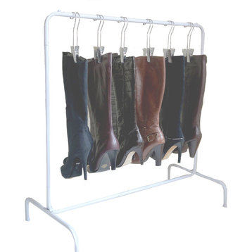 The Boot Rack With Six Silver Hangers, White, Silver
