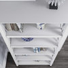 Bookcase, Wooden Frame With X Shaped Side Panels & 5 Open Shelves, Pure White