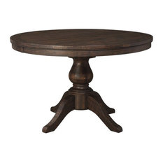Trudell Round Extension Pedestal Table, Dark Brown