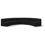 Meridian Furniture - Arc Boucle Fabric Upholstered 7-Pc. U-Shaped Modular Sectional, Black - Give your living room or den the perfect blend of style and versatility with this Arc boucle fabric curved modular Sectional. Part of the Arc modular furniture collection, this Sectional comes upholstered in rich black boucle fabric and features deep channel tufting that adds a touch of luxury while enhancing comfort and support. A seamless combination of form and function, this chair can be used with other Arc pieces to create a myriad of configurations in your well-curated room.